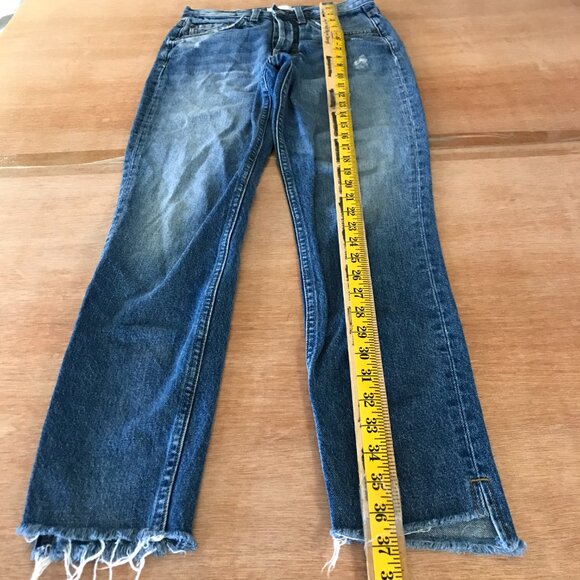 Boyish Billy Jeans Women 26 Blue Mid Rise Button Fly Distressed Raw Hem Boho - Picture 4 of 12